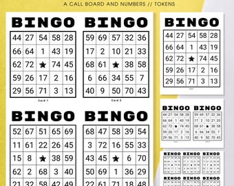 100 Unique Random Bingo Cards PDF Download | 1, 2, 4, 6 Per Page | Large Print | Instant Download Family Party Game Set | Black and White