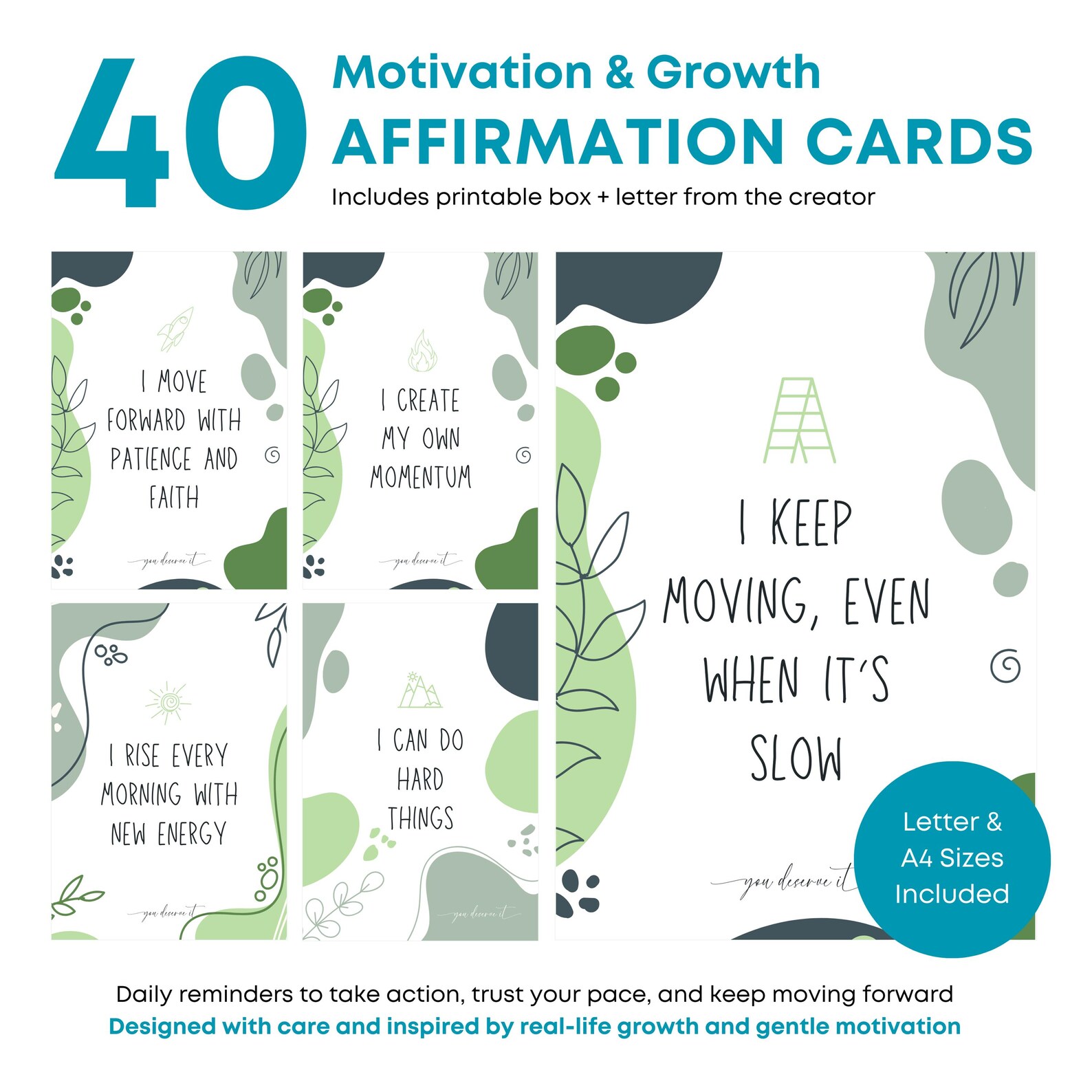 40 Printable Affirmation Cards for Motivation, Discipline & Growth ...