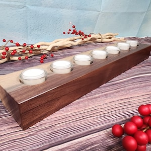 Live Edge Walnut Candle Holder Centerpiece - Large 7 Candles
