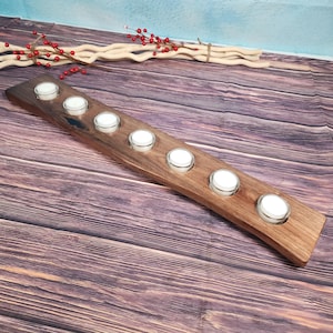 Large Live Edge Walnut Tealight Candle Holder Centerpiece