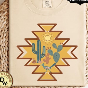 Southwest Cactus Graphic Tee: Comfort Colors Roadrunner Western Shirt