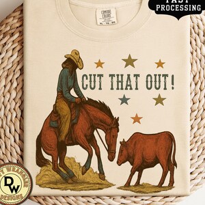 Comfort Colors Cutting Horse T-Shirt: Vintage Cowgirl Graphic Western Tee