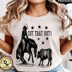 Comfort Colors Cutting Horse Tee: Vintage Cowgirl Graphic Western Shirt
