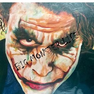 Heath Ledger Joker Print: Acrylic Painting, Horror Movie Art (8.5x11)