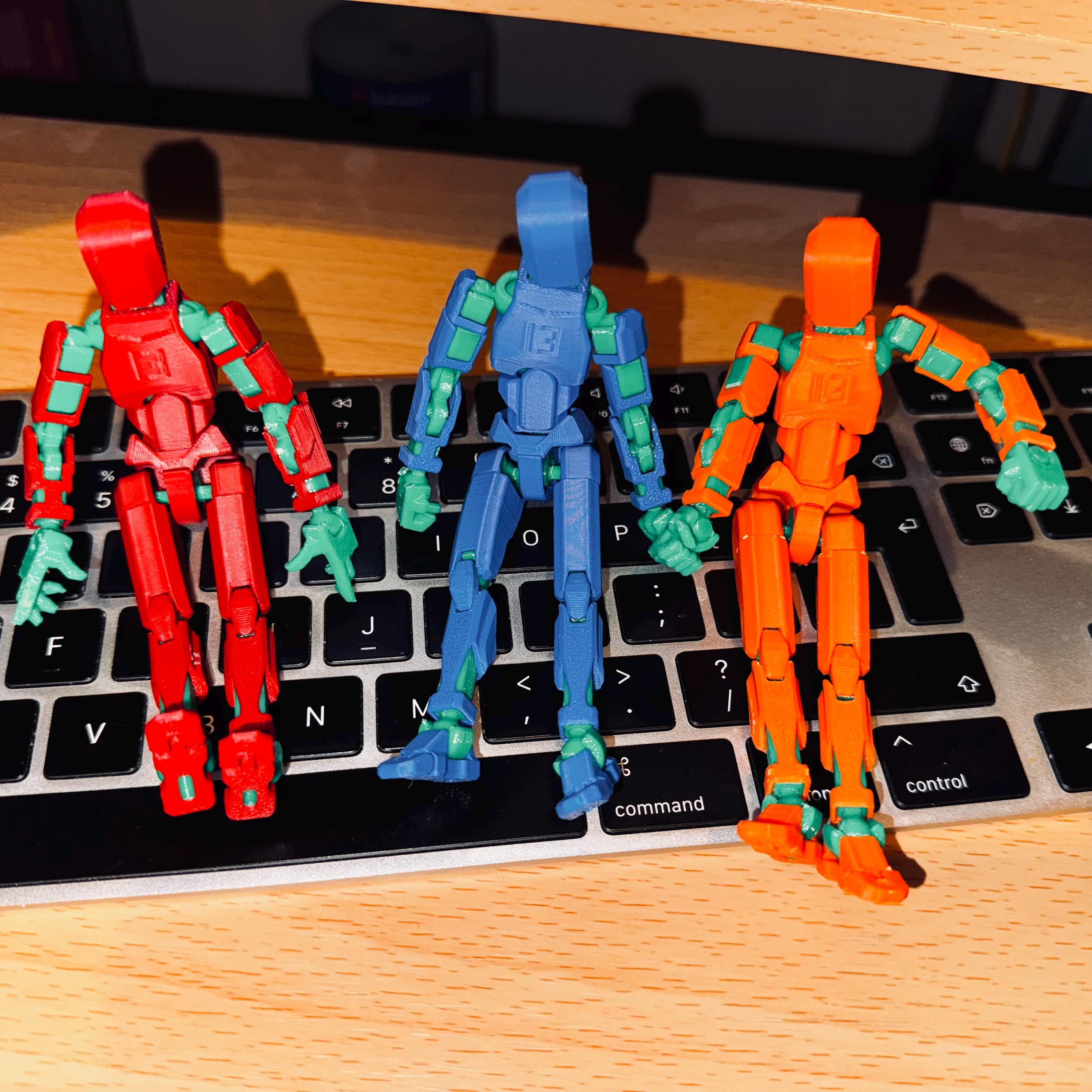 3 Fully Articulated Dummy 13 Trio - 3D Printed Poseable Figures, just over 13cm tall, extra hands included