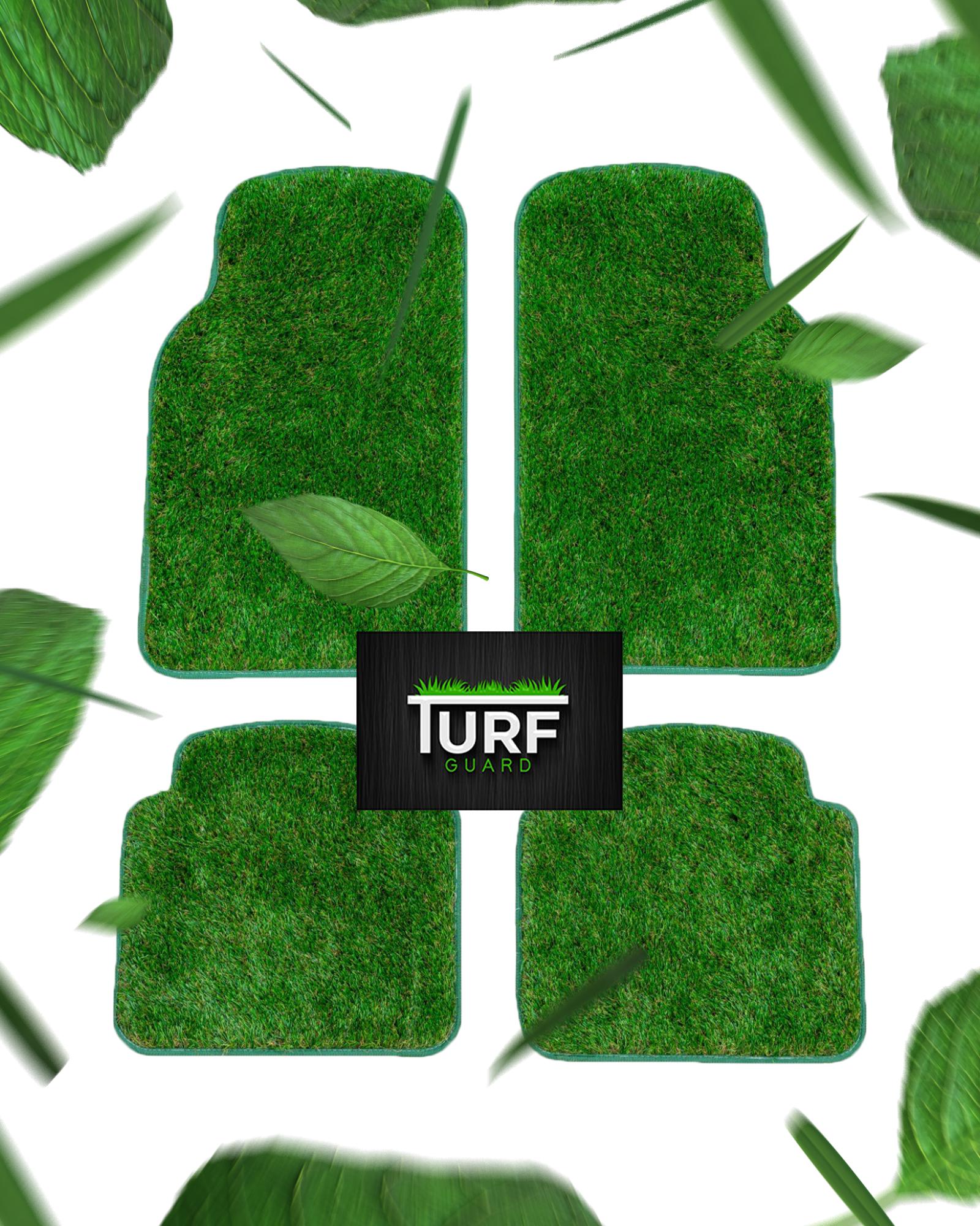 Car Floor Mats Real Turf Car Mats Universal Floor Artificial Grass Car Mats Green 4 Piece with Rubber Backing, Fake Grass Car Mats