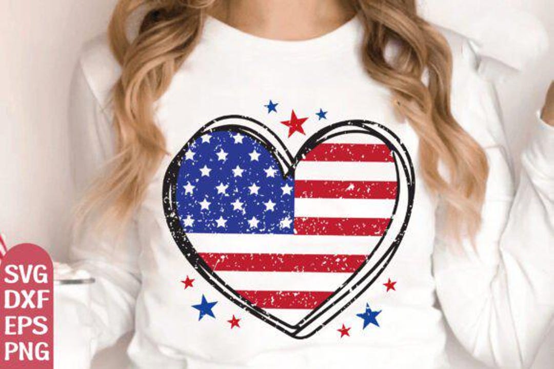 American Flag Heart SVG PNG, 4th of July Patriotic Sublimation Design ...