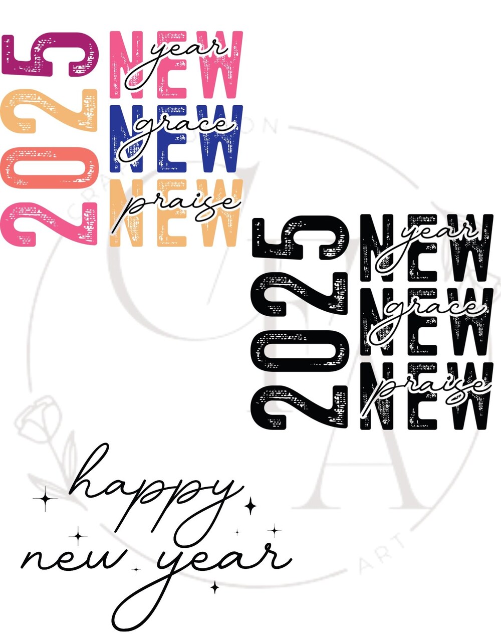 Happy New Year Design,Bundle 2025 New Year New Grace New Praise Shirt Design Png, 2025 New Chapters Design Png, New Year Revolution Shirt Moderndaydecors