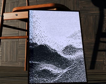 Abstract Wall Art Printable Poster | Digital Noise Surreal Landscape | ASCII Code Style | Gift, Prints