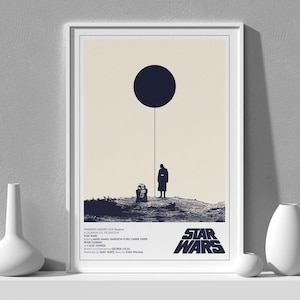 Póster minimalista retro de Star Wars de 1977: póster retro, póster de película, arte mural retro