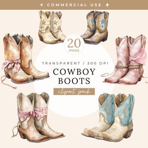 Cowboy Boots Clipart Paket, Aquarell Cowgirl, niedliches westliches Design, Wilder Westen Blumen Rodeo, rosa Country Bandana, Geburtstagseinladung