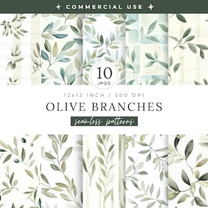 Olive Branches Seamless Pattern, Green Olives Texture, Repeated Trendy Mediterranean Paper, Elegant Botanical Background, Italian Wedding