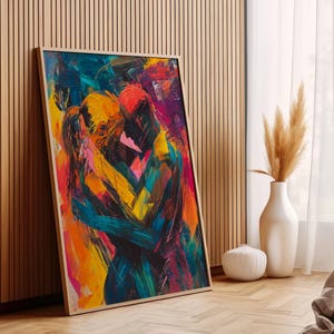 Leidenschaftliches Abstraktes Paar Kunst - Moderne Liebe Wand Druck 300 DPI Hochwertiges Geschenk zum Valentinstag