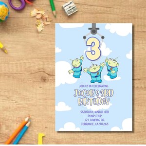 Alien Toy Story Third Birthday Party Invitation Template Printable, PDF Download, Customizable File