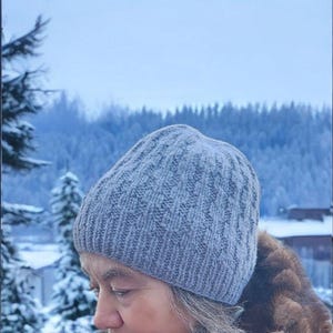 Knitted Wool Gray Beanie with Baby Alpac Yarn Warm Winter Hat  Hand-Knit Merino Wool Beanie Gift For Him Gift For Women Stylish Handmade Hat