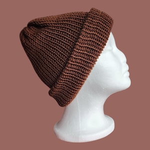 Wintermuts bruine handgemaakte hoed cadeau voor hem wintermuts groen cadeau voor haar bruine muts voor kinderen warme beanie wandelmuts groen en bruine hoed