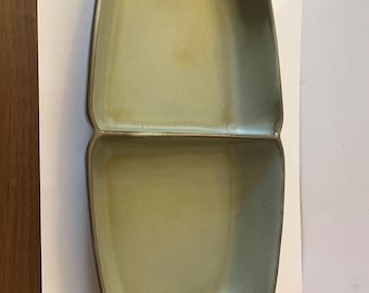 Vintage 1960s Frankoma Prairie Green Divided Serving Dish