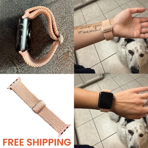 Correa de Apple Watch trenzada Solo Loop – Correa elástica ajustable para hombre y mujer / Todas las series Ultra SE 3–11 38 40 41 42 44 45 49 mm