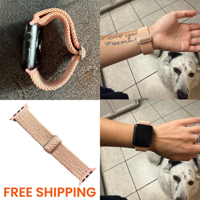 Apple Watch Band Women, Boho Woven Solo Loop, Adjustable Sport Strap, Series 3-11 Ultra SE 41mm 45mm image 1