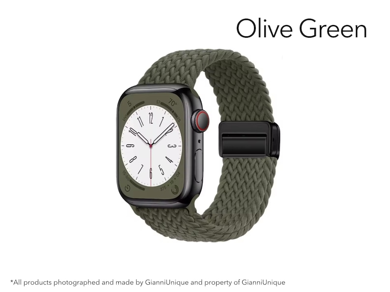 Apple Watch Band Women, Soft Braided Magnetic Loop, Stretch Nylon Sport Strap, Cute Birthday Gift for Her, Fits 38-49mm Series 1-11 SE Ultra Olive Green