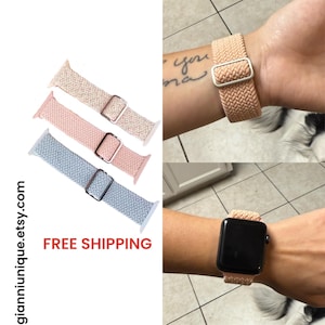 Apple Watch Band Women, Boho Woven Solo Loop, Adjustable Sport Strap, Series 3-11 Ultra SE 41mm 45mm image 4
