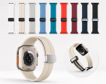 Apple Watch Band Men Women, Silicone Magnetic Loop, Adjustable Sport Strap, Waterproof Everyday Gift, Fits 38-49mm Series 1-11 SE Ultra 2