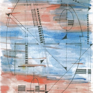 abstract, modern, contemporary, fine art, print of original drawing &quot;sailing&quot;