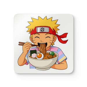 Anime Character Cork Coaster Set, Kawaii Drink Coasters, Ramen Theme Coasters, Fun Kitchen Decor, Gift for Anime Lovers, Child&#39;s Room Decor