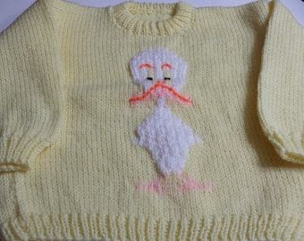 Handmade Knit Toddler Yellow pull over Sweater size 3 to 4