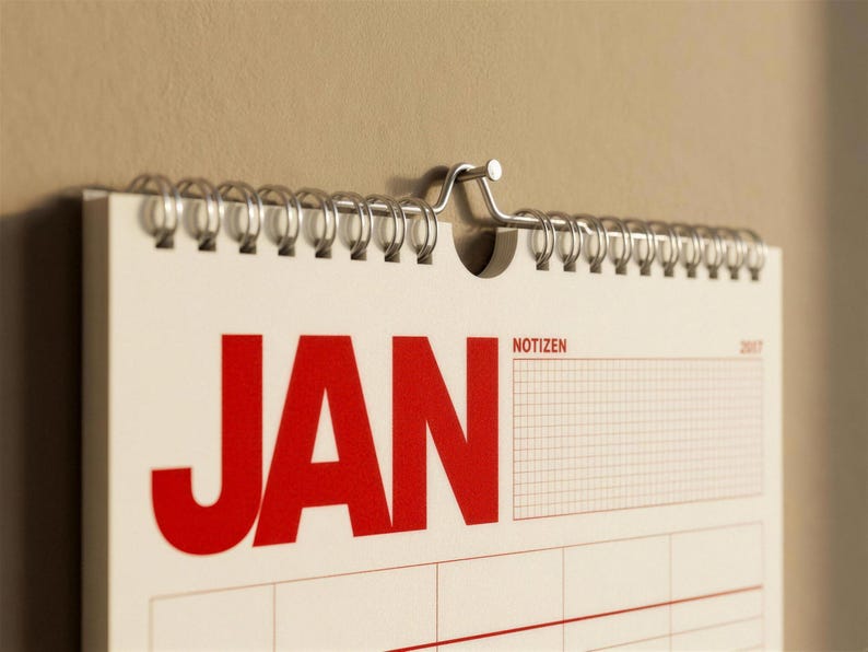 Calendario familiar 2027 A3 con 3, 4 o 5 columnas, planificador familiar en negrita con números de semana en rojo cereza, azul cobalto o rosa. imagen 11