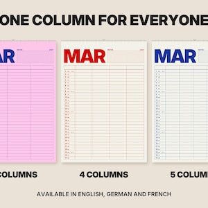 Calendario familiar 2027 A3 con 3, 4 o 5 columnas, planificador familiar en negrita con números de semana en rojo cereza, azul cobalto o rosa. imagen 5