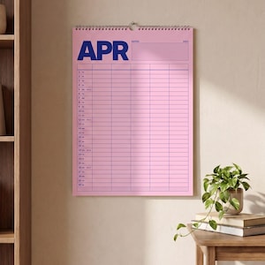 Calendario familiar 2027 A3 con 3, 4 o 5 columnas, planificador familiar en negrita con números de semana en rojo cereza, azul cobalto o rosa. imagen 10