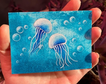 Original ACEO Painting - Jellyfish