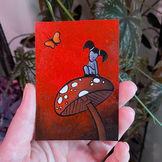 ACEO Original Painting -  Miniature Art - "A Fiery Night"