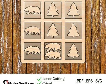 Nature Tic-Tac-Toe Board - Dateien für CNC-, Laser- und Vinyl-Maschinen