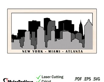 3D City Skyline - Dateien für CNC-, Laser-, Vinyl-Maschinen und mehr