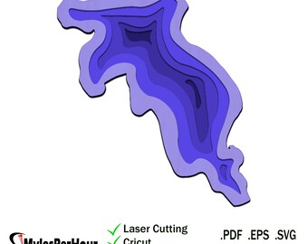 Seetiefe Karte - Dateien für CNC, Laser, Vinyl-Maschinen und mehr