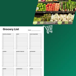Grocery List | Food Shopping List | 8.5&quot;x11&quot; Planner Template | Printable Market List Planner |Instant Download PDF| A4 and US Letter