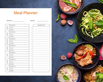 Printable Meal Prep Planner| Meal Prep and Grocery List | 8.5"x11" Planner Template | Instant Download PDF|  A4 and US Letter