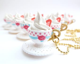 cup of coffee necklace Pendant alice in wonderland miniature cup