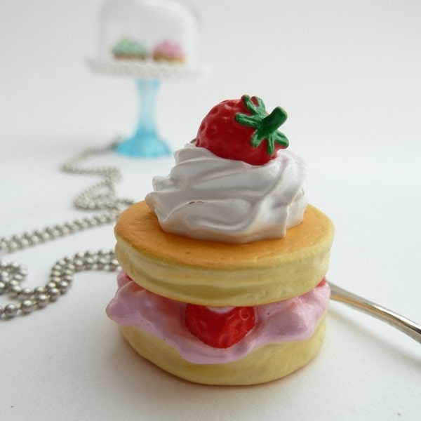 Pancakes necklace - Alice in wonderland  miniature Charm with silver spoon silver ball chain time for tea party unique gifts birthday girls