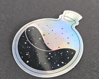 Adhesivo holográfico para botella de poción, vinilo impermeable