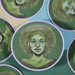 Pegatina de retrato verde