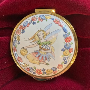 Staffordshire Enamels Hand Painted English Enamel &quot;Tooth Fairy&quot; Box - Measures 3/4&quot;T x 1 1/2&quot;D.