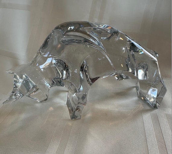 Vintage Baccarat Crystal Bull Wall Street Bull - 8 5/8