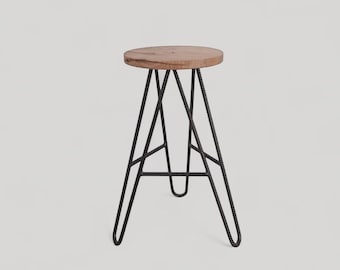 The University Handmade Industrial Bar Stool – Solid Wood and metal, Custom Height