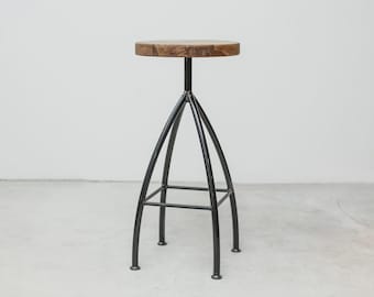 The Toledo Handmade Industrial Bar Stool – Solid Wood and metal, Custom Height