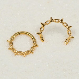 16G Chain Spikes Clicker Hoop Septum Ring Titanium Nose Ring Septum Piercing Cartilage Gold Silver Daith Hoop Helix Hoop Hinged S29-20