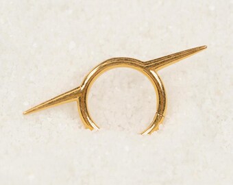 16G Horizontal Spike Bar Clicker Hoop Septum Ring Titanium Nose Ring Septum Piercing Cartilage Gold Silver Daith Helix Hoop Hinged S30-16