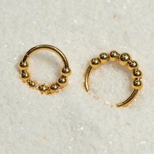 16G Beaded Clicker Hoop Septum Ring Titanium Nose Ring Septum Piercing Cartilage Gold Silver Daith Hoop Helix Hoop Hinged S20-6